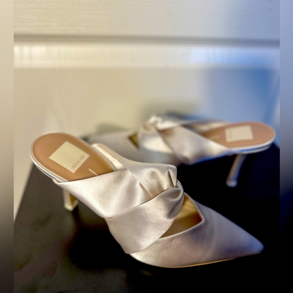 Dolce Vita Satin Heels in Silver